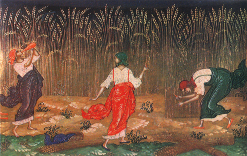 I. Markitschew : Getreidemahd. Schatulle. 1926